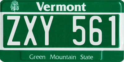 VT license plate ZXY561