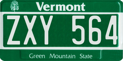 VT license plate ZXY564