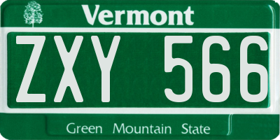 VT license plate ZXY566
