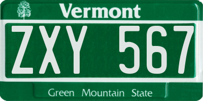 VT license plate ZXY567