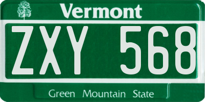 VT license plate ZXY568