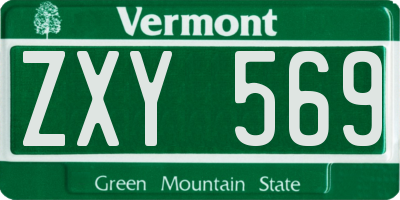 VT license plate ZXY569