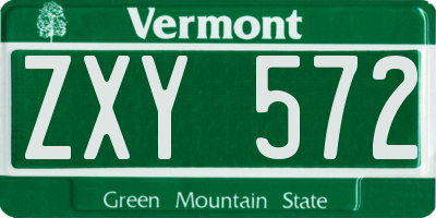 VT license plate ZXY572