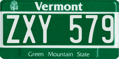 VT license plate ZXY579