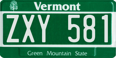 VT license plate ZXY581