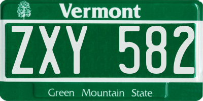 VT license plate ZXY582