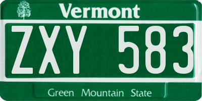 VT license plate ZXY583