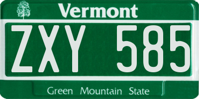 VT license plate ZXY585