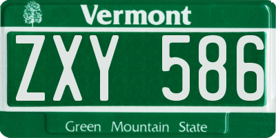 VT license plate ZXY586