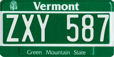VT license plate ZXY587