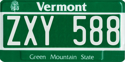 VT license plate ZXY588