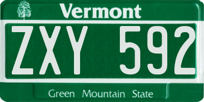 VT license plate ZXY592