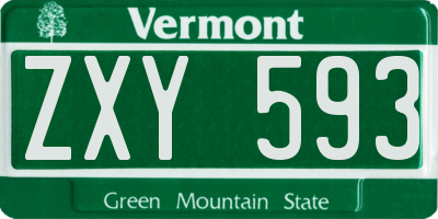 VT license plate ZXY593