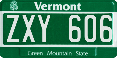 VT license plate ZXY606