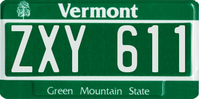 VT license plate ZXY611