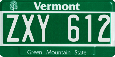 VT license plate ZXY612