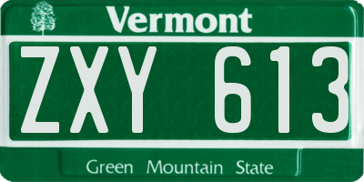 VT license plate ZXY613