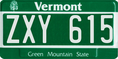 VT license plate ZXY615