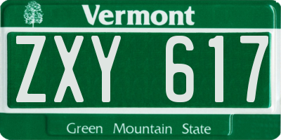 VT license plate ZXY617