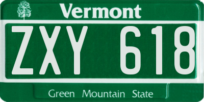 VT license plate ZXY618