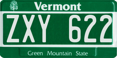 VT license plate ZXY622