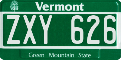 VT license plate ZXY626