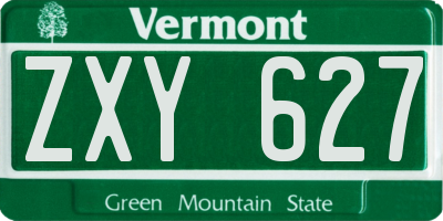 VT license plate ZXY627
