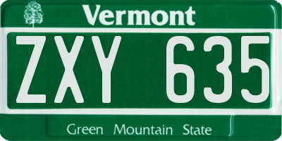 VT license plate ZXY635