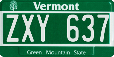 VT license plate ZXY637