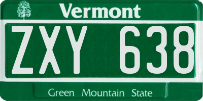 VT license plate ZXY638