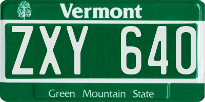 VT license plate ZXY640