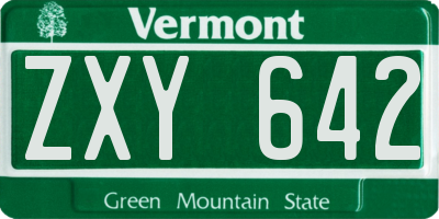 VT license plate ZXY642