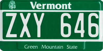 VT license plate ZXY646