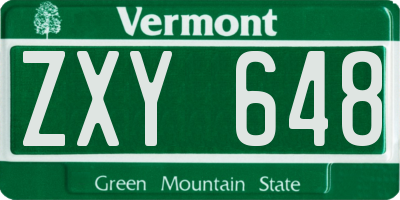 VT license plate ZXY648
