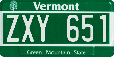 VT license plate ZXY651