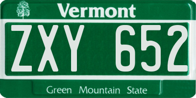 VT license plate ZXY652
