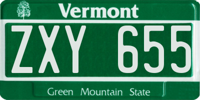VT license plate ZXY655