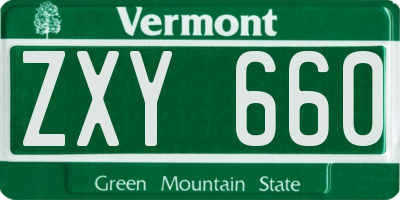 VT license plate ZXY660