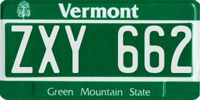 VT license plate ZXY662