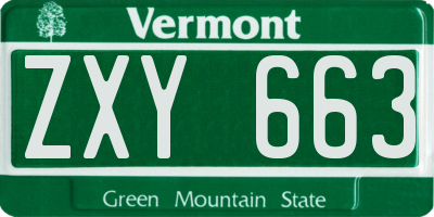VT license plate ZXY663