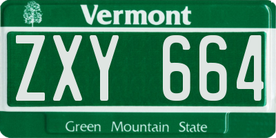 VT license plate ZXY664