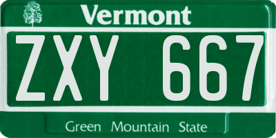 VT license plate ZXY667