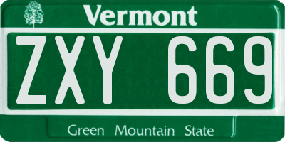 VT license plate ZXY669