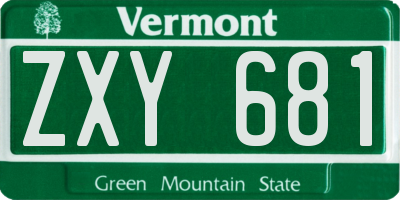 VT license plate ZXY681