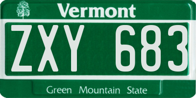 VT license plate ZXY683