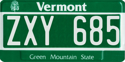 VT license plate ZXY685