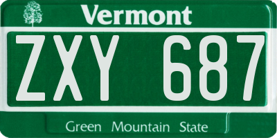 VT license plate ZXY687