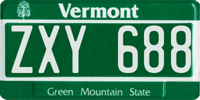 VT license plate ZXY688