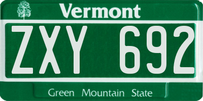 VT license plate ZXY692