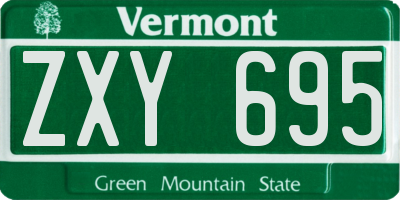 VT license plate ZXY695